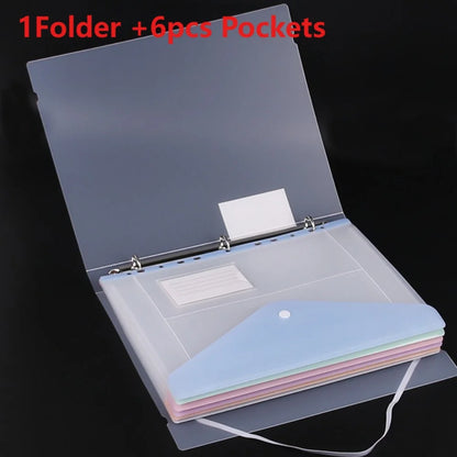Loose Leaf File Bag - Transparent 11-Hole Binder Pockets & 3-Hole Folder Pack for School & Office - ZOOMNSTORE