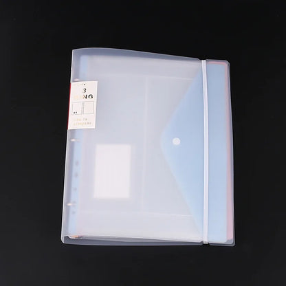 Loose Leaf File Bag - Transparent 3 Hole Folder with 6 Pocket Binder Pouch for Office - ZOOMNSTORE