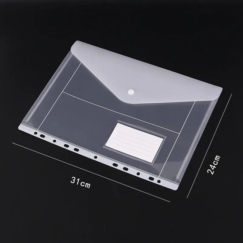 Loose Leaf File Bag - Transparent 3 Hole Folder with 6 Pocket Binder Pouch for Office - ZOOMNSTORE
