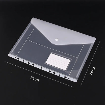 Loose Leaf File Bag - Transparent 3 Hole Folder with 6 Pocket Binder Pouch for Office - ZOOMNSTORE