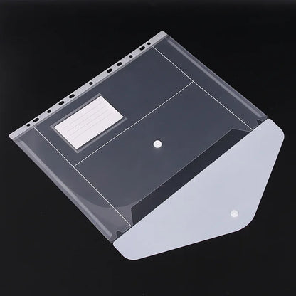 Loose Leaf File Bag - Transparent 3 Hole Folder with 6 Pocket Binder Pouch for Office - ZOOMNSTORE