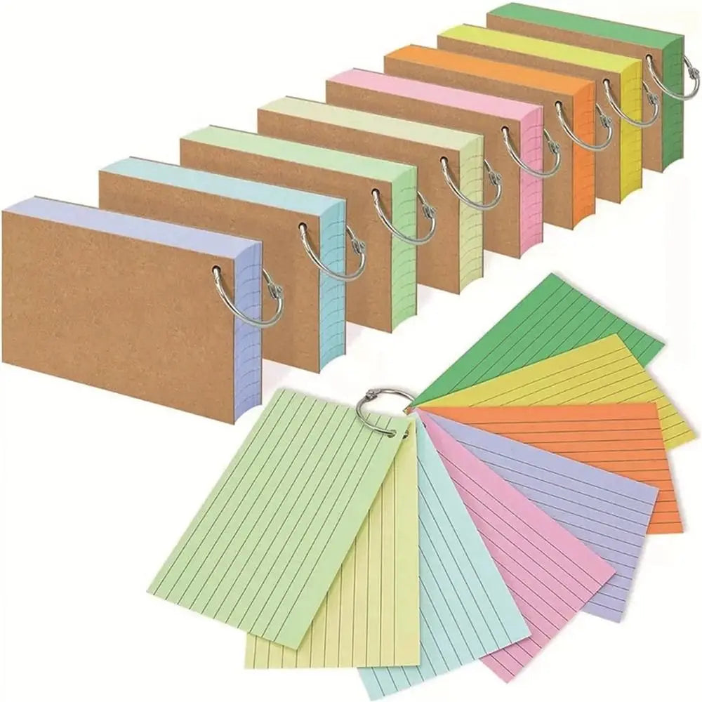 50Pcs Loose-Leaf Index Cards - Horizontal Line Memo Flash Cards for Study and Office Use - ZOOMNSTORE