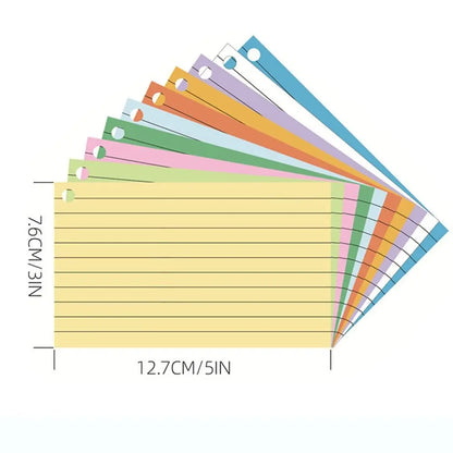 50Pcs Loose-Leaf Index Cards - Horizontal Line Memo Flash Cards for Study and Office Use - ZOOMNSTORE