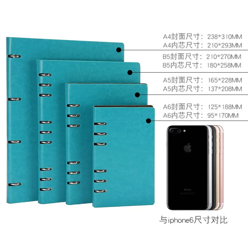 Loose Leaf Notebook - Detachable Leather Notepad | Multi Size A4 A5 A6 B5 - ZOOMNSTORE