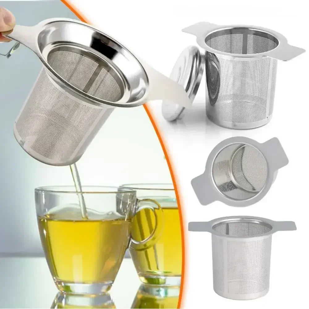 Loose Leaf Tea Infuser - Stainless Steel Double Handle Strainer With Lid, Fine Mesh Filter - ZOOMNSTORE