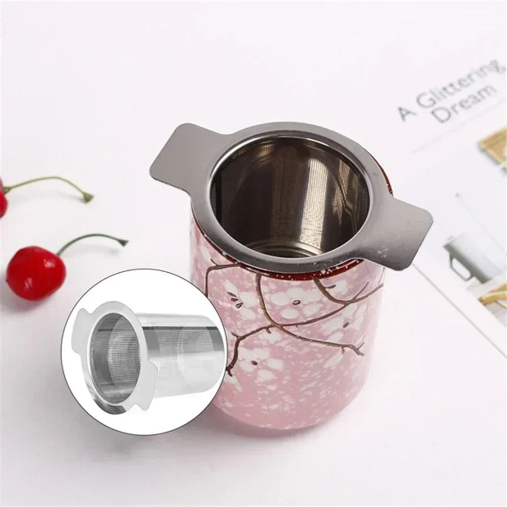 Loose Leaf Tea Infuser - Stainless Steel Double Handle Strainer With Lid, Fine Mesh Filter - ZOOMNSTORE
