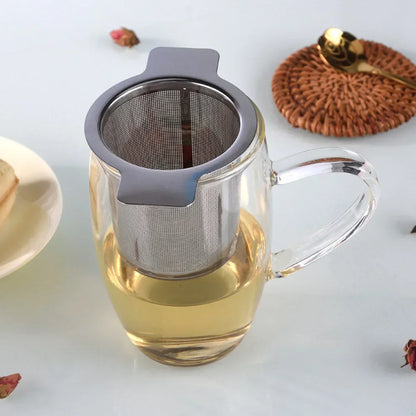 Loose Leaf Tea Infuser - Stainless Steel Double Handle Strainer With Lid, Fine Mesh Filter - ZOOMNSTORE