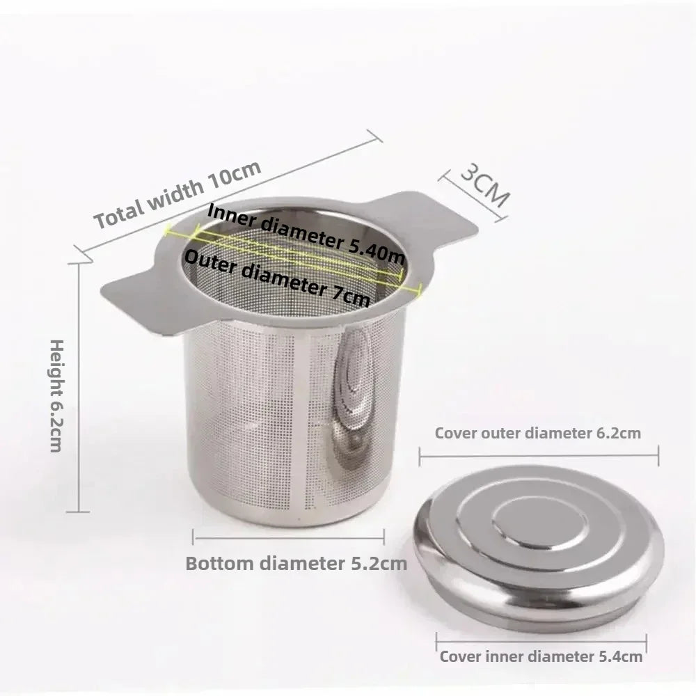 Loose Leaf Tea Infuser - Stainless Steel Double Handle Strainer With Lid, Fine Mesh Filter - ZOOMNSTORE