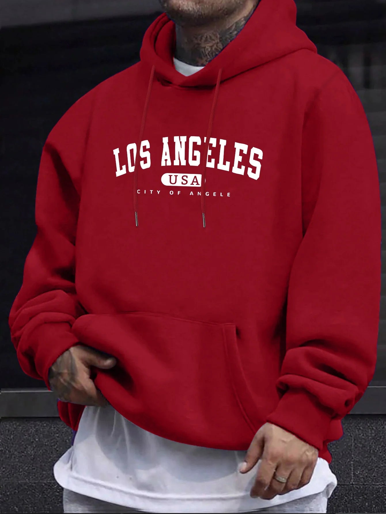 Los Angeles Usa Print Men_s Long Sleeve Drawstring Print Hoodies Tshirt COTTON For Men Casual Autumn Winter - ZOOMNSTORE