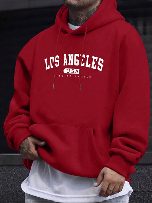 Los Angeles Usa Print Men_s Long Sleeve Drawstring Print Hoodies Tshirt COTTON For Men Casual Autumn Winter - ZOOMNSTORE
