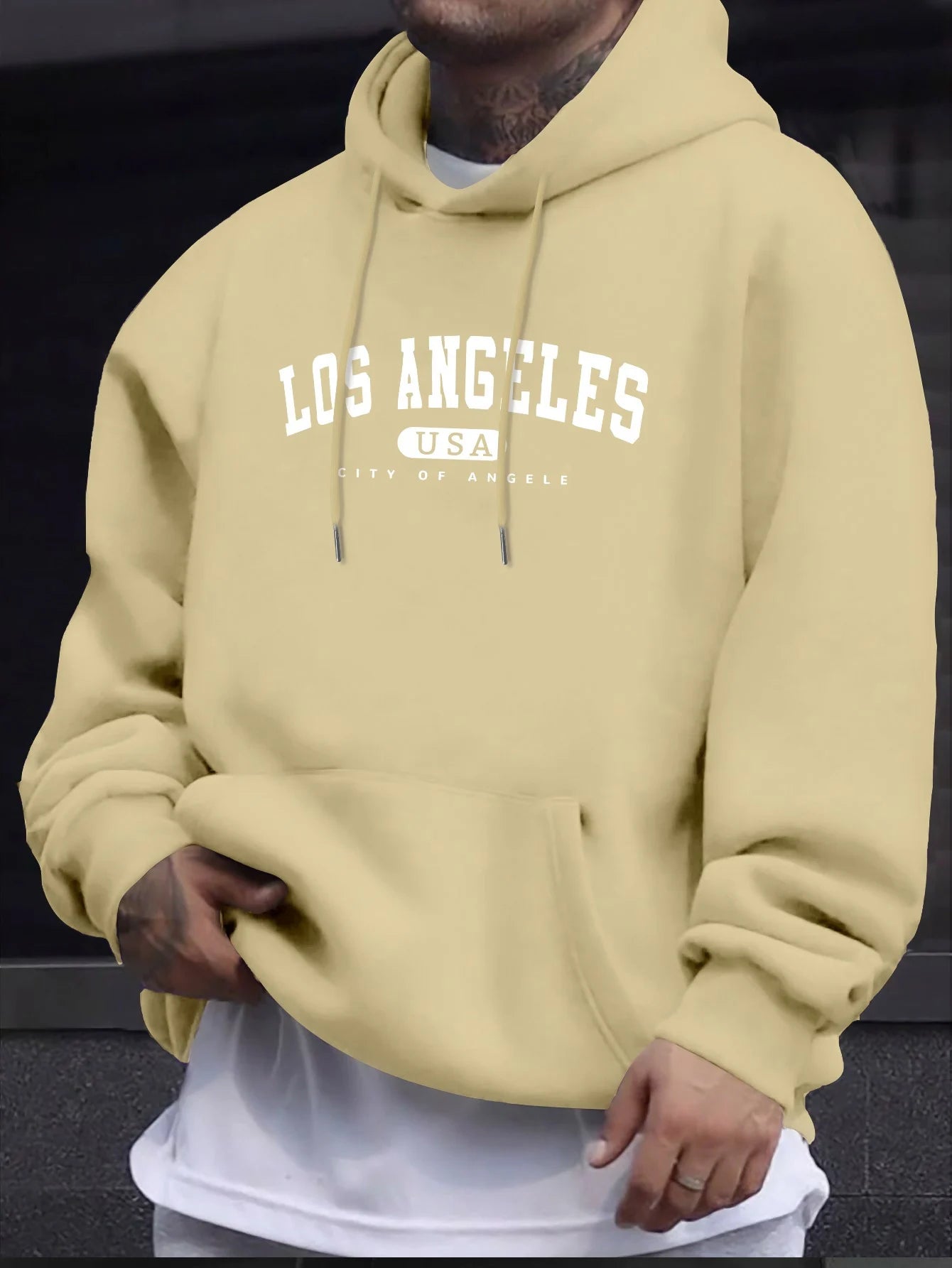 Los Angeles Usa Print Men_s Long Sleeve Drawstring Print Hoodies Tshirt COTTON For Men Casual Autumn Winter - ZOOMNSTORE