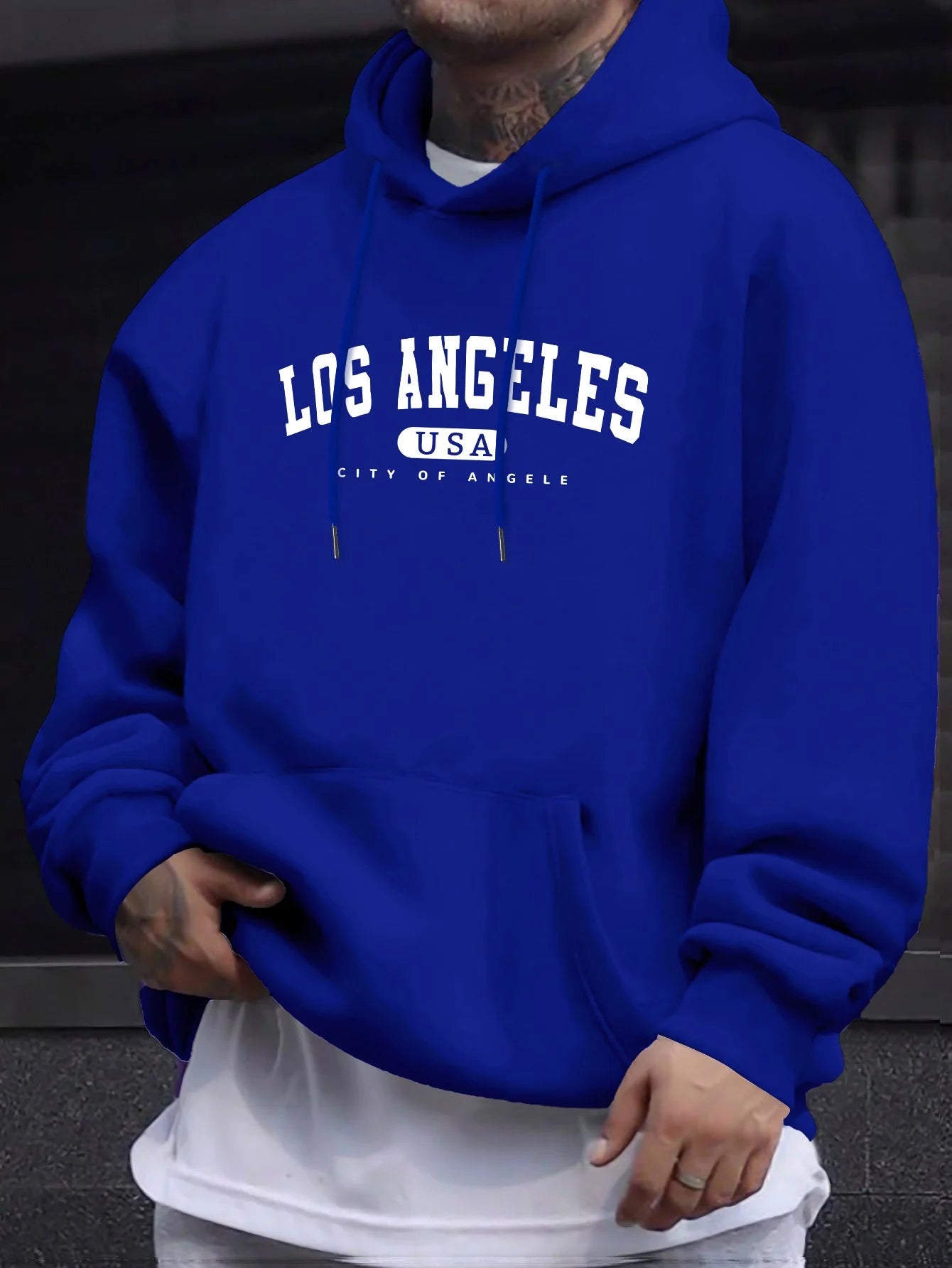 Los Angeles Usa Print Men_s Long Sleeve Drawstring Print Hoodies Tshirt COTTON For Men Casual Autumn Winter - ZOOMNSTORE