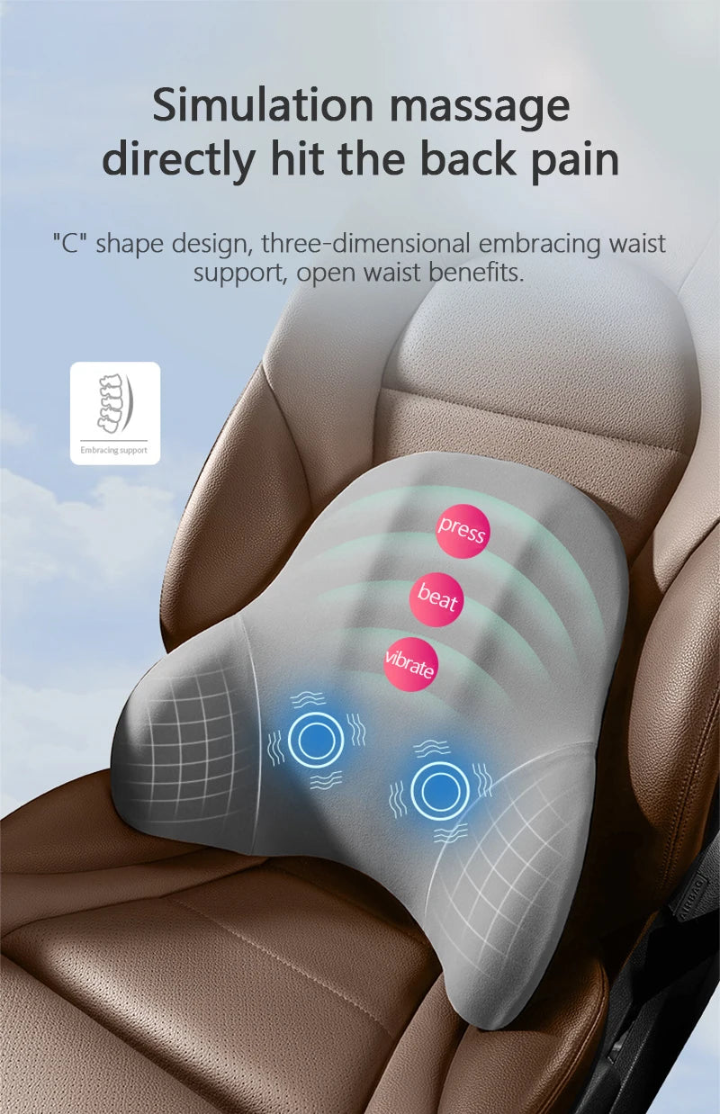 Lumbar Support Pillow - Electric Vibration Massage Cushion for Car Seat Comfort - ZOOMNSTORE