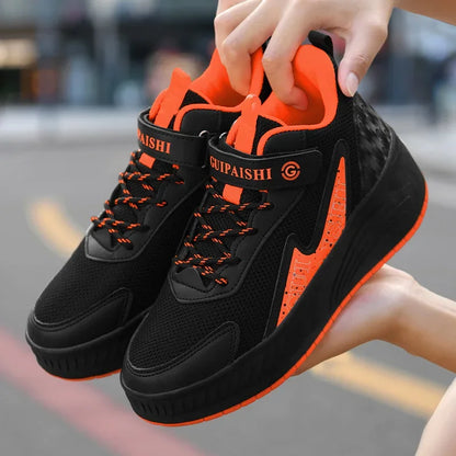 Luminous Roller Skates - Boys Dual-Use Outdoor Wheeled Shoes with PU Insole - ZOOMNSTORE