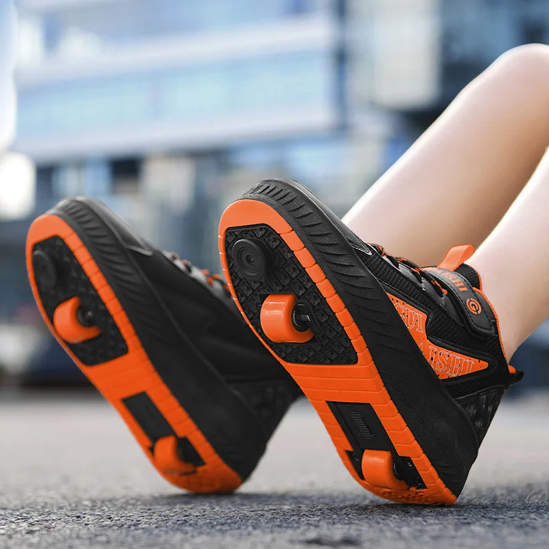 Luminous Roller Skates - Boys Dual-Use Outdoor Wheeled Shoes with PU Insole - ZOOMNSTORE