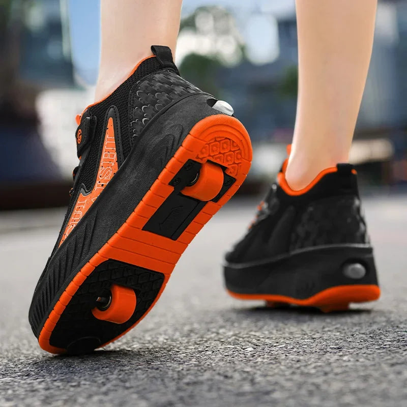 Luminous Roller Skates - Boys Dual-Use Outdoor Wheeled Shoes with PU Insole - ZOOMNSTORE