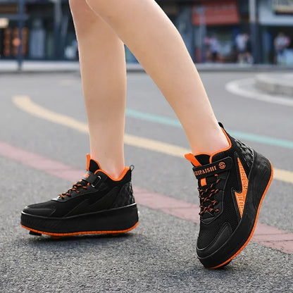 Luminous Roller Skates - Boys Dual-Use Outdoor Wheeled Shoes with PU Insole - ZOOMNSTORE