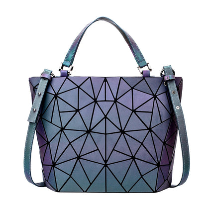 Luminous Shoulder Bag – Quilted Geometric Handbag With Three Straps & Zipper Closure - ZOOMNSTORE