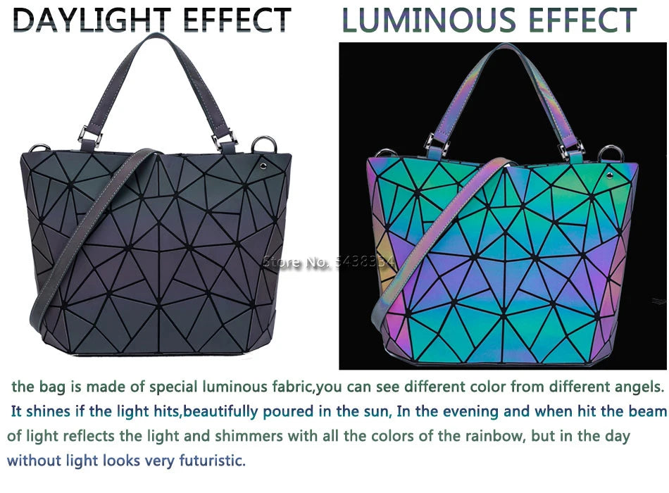 Luminous Shoulder Bag – Quilted Geometric Handbag With Three Straps & Zipper Closure - ZOOMNSTORE