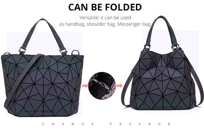 Luminous Shoulder Bag – Quilted Geometric Handbag With Three Straps & Zipper Closure - ZOOMNSTORE