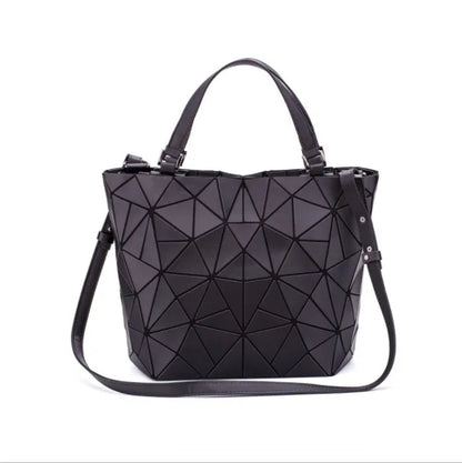Luminous Shoulder Bag – Quilted Geometric Handbag With Three Straps & Zipper Closure - ZOOMNSTORE