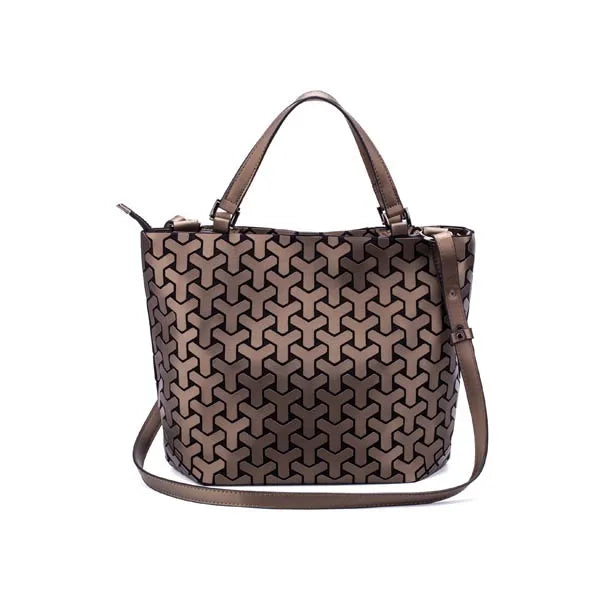 Luminous Shoulder Bag – Quilted Geometric Handbag With Three Straps & Zipper Closure - ZOOMNSTORE