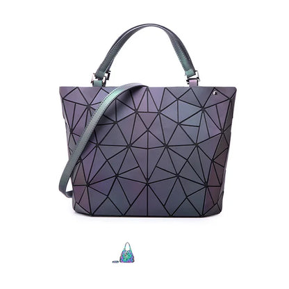 Luminous Shoulder Bag – Quilted Geometric Handbag With Three Straps & Zipper Closure - ZOOMNSTORE