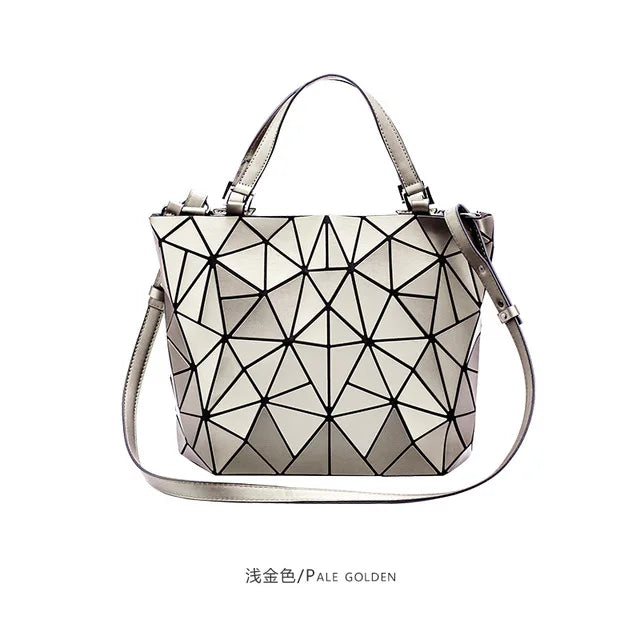 Luminous Shoulder Bag – Quilted Geometric Handbag With Three Straps & Zipper Closure - ZOOMNSTORE
