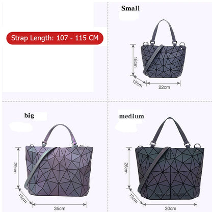 Luminous Shoulder Bag - Quilted Geometric Sequins Crossbody Tote Purse Soft PU - ZOOMNSTORE