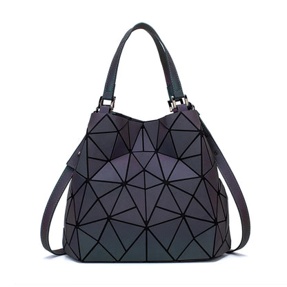 Luminous Shoulder Bag - Quilted Geometric Sequins Crossbody Tote Purse Soft PU - ZOOMNSTORE