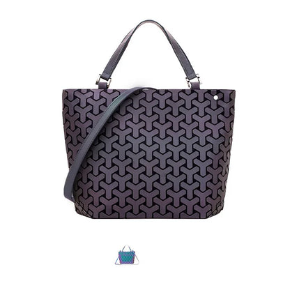 Luminous Shoulder Bag - Quilted Geometric Sequins Crossbody Tote Purse Soft PU - ZOOMNSTORE