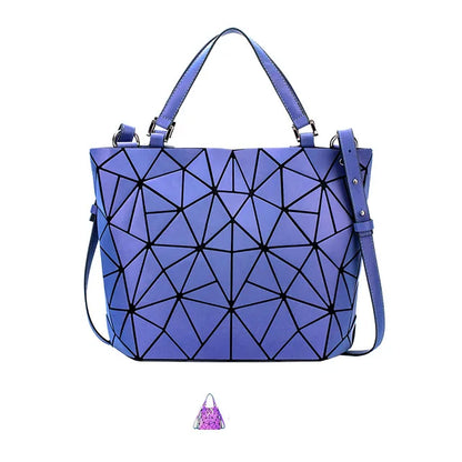 Luminous Shoulder Bag - Quilted Geometric Sequins Crossbody Tote Purse Soft PU - ZOOMNSTORE