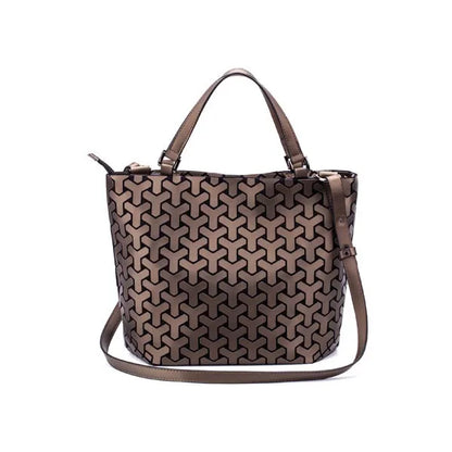 Luminous Shoulder Bag - Quilted Geometric Sequins Crossbody Tote Purse Soft PU - ZOOMNSTORE