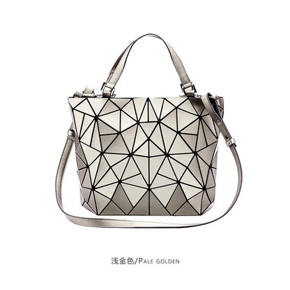 Luminous Shoulder Bag - Quilted Geometric Sequins Crossbody Tote Purse Soft PU - ZOOMNSTORE