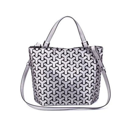 Luminous Shoulder Bag - Quilted Geometric Sequins Crossbody Tote Purse Soft PU - ZOOMNSTORE