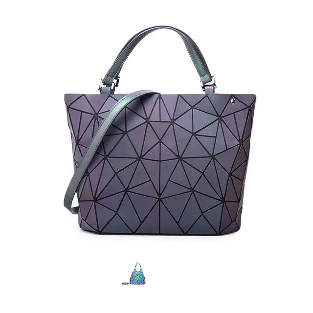 Luminous Shoulder Bag - Quilted Geometric Sequins Crossbody Tote Purse Soft PU - ZOOMNSTORE