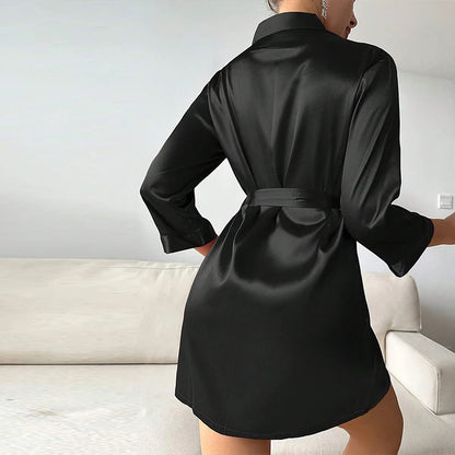 Luxurious Satin Bridesmaid Kimono Robe - Soft Spa Bathrobe with Belt for Women - ZOOMNSTORE