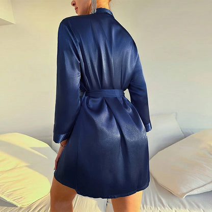 Luxurious Satin Bridesmaid Kimono Robe - Soft Spa Bathrobe with Belt for Women - ZOOMNSTORE