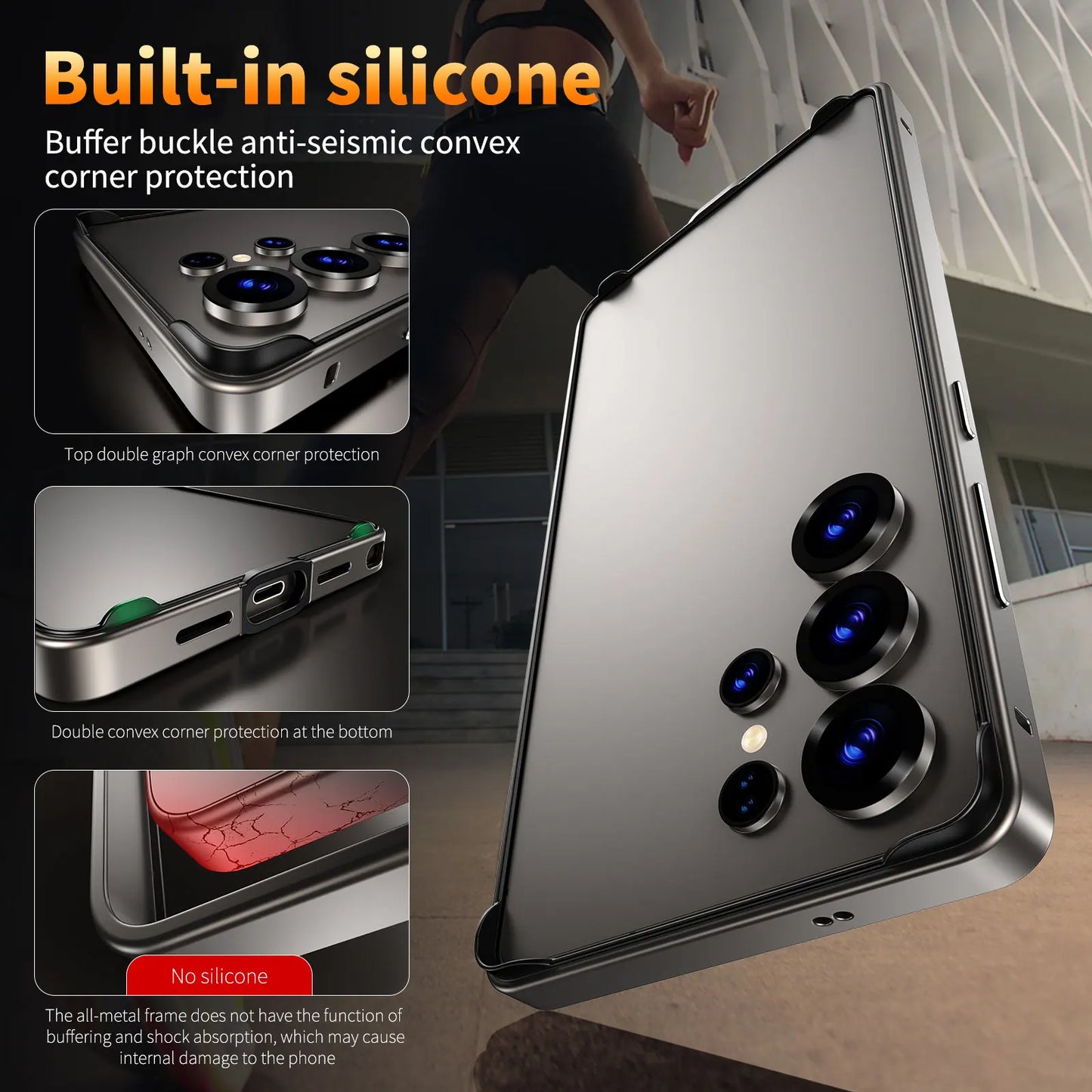 Luxury Aluminum Frame Case for Samsung Galaxy S25 Ultra  S24 Plus - Hybrid Silicone Bumper Protective Accessory - ZOOMNSTORE