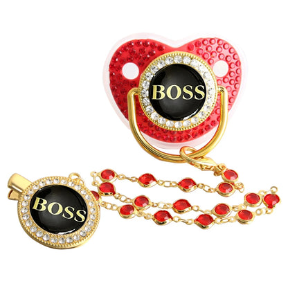 Luxury Baby Pacifier - Bling Rhinestone Soother With Chain Clip, BPA Free Silicone - ZOOMNSTORE