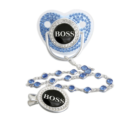 Luxury Baby Pacifier - Bling Rhinestone Soother With Chain Clip, BPA Free Silicone - ZOOMNSTORE