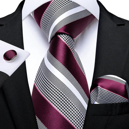 Luxury Blue Striped Mens Necktie Set - 8cm Width with Pocket Square  Cufflinks for Wedding  Business - ZOOMNSTORE