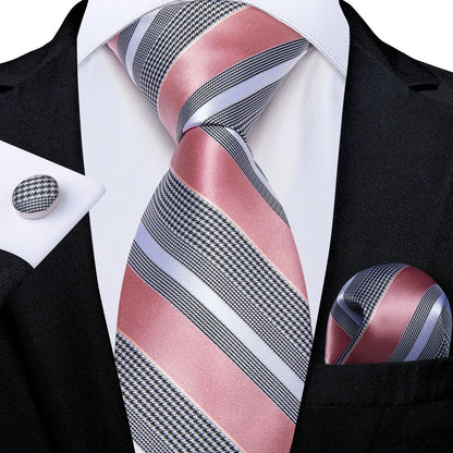 Luxury Blue Striped Mens Necktie Set - 8cm Width with Pocket Square  Cufflinks for Wedding  Business - ZOOMNSTORE