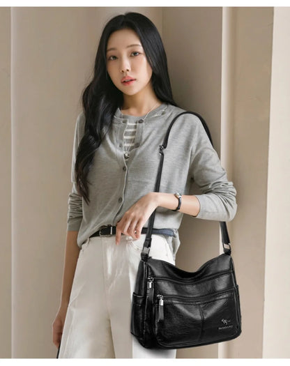 Luxury Crossbody Bags - Soft Leather Handbags With Zipper Closure & Interior Pockets - ZOOMNSTORE