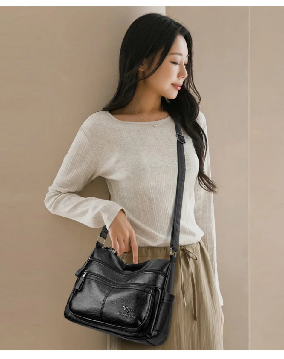 Luxury Crossbody Bags - Soft Leather Handbags With Zipper Closure & Interior Pockets - ZOOMNSTORE