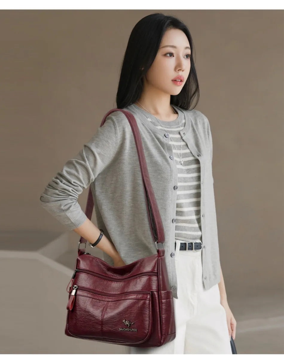 Luxury Crossbody Bags - Soft Leather Handbags With Zipper Closure & Interior Pockets - ZOOMNSTORE
