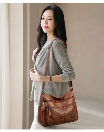 Luxury Crossbody Bags - Soft Leather Handbags With Zipper Closure & Interior Pockets - ZOOMNSTORE