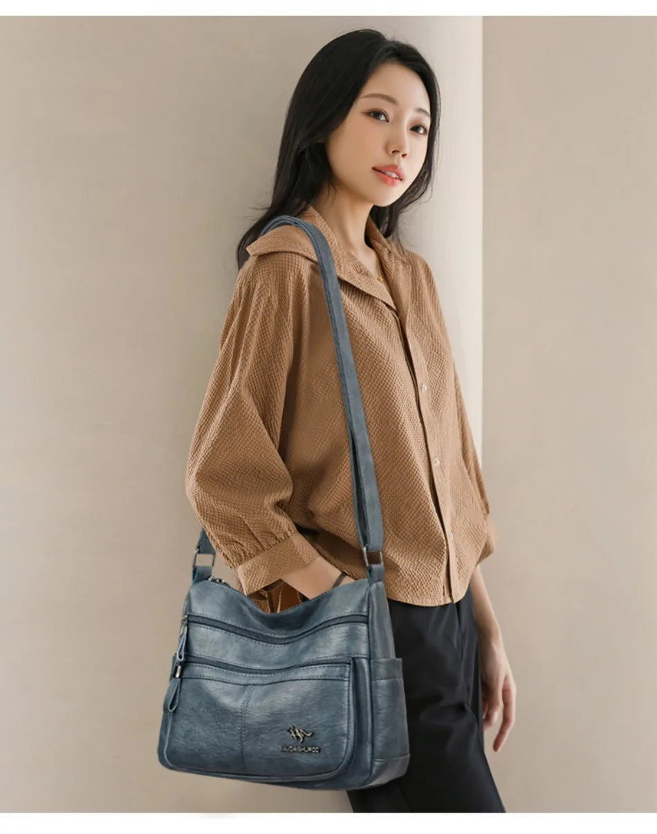 Luxury Crossbody Bags - Soft Leather Handbags With Zipper Closure & Interior Pockets - ZOOMNSTORE
