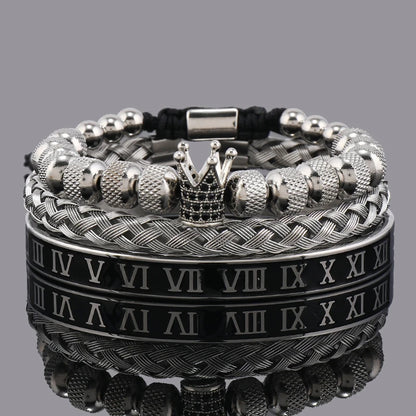 Luxury Crown Charm Bracelet Set - Stainless Steel Bangles for Men  Women Valentines Day Gift - ZOOMNSTORE