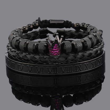 Luxury Crown Charm Bracelet Set - Stainless Steel Bangles for Men  Women Valentines Day Gift - ZOOMNSTORE